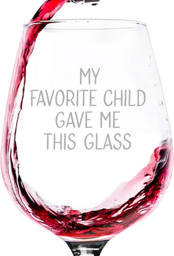 My Favorite Child Gave Me This Funny Copa de vino – Los mejores regalos para papá y mamá – Regalos de broma para mamá de hija, hijo, niños –