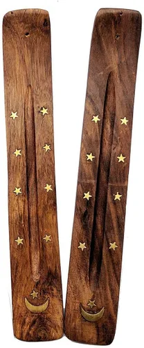 Miniatura 21 de Bless-International Quemador Tradicional Hecho a Mano de Madera Portaincienso Soporte Recogecenizas para Aromaterapia-Meditación-Yoga