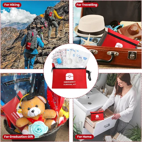 Miniatura 6 de Geiserailie 20 bolsas pequeñas de primeros auxilios a granel, tamaño mini de viaje, bolsa de emergencia individual con cremallera, suministros