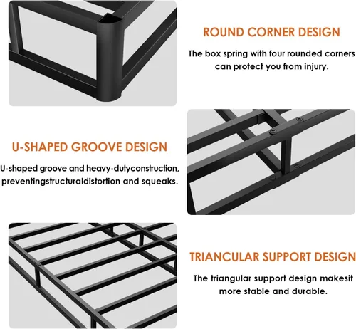 Miniatura 6 de D&H FURNIMMT Base de cama con somier de 7 pulgadas, base de cama de metal resistente con funda de tela, base de colchón, fácil montaje, sin ruido