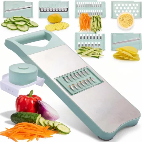Miniatura 10 de NACOLUS Rebanadora de Mandolina Multiusos para Cocina con Protector de Mano Deslizante - Picador de Verduras, Rebanadora de Papa/Cebolla/Ajo, Verde