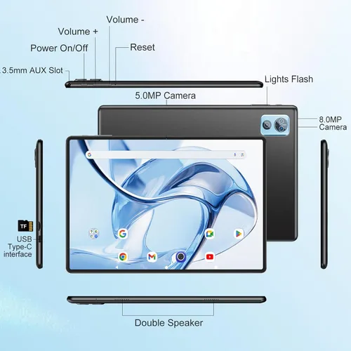 Miniatura 7 de Tableta Android 15 de 10 pulgadas con teclado, 30 GB de RAM 64 GB ROM 2.0 GHz Octa-Core, cámara dual, expansión de 2 TB, Widevine L1, WiFi 5G, BT