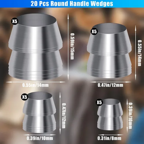 Miniatura 4 de Juego de 20 piezas de cuñas de mango redondo de seguridad, hacha, mano, cuña de metal, mango de martillo, cuña de acero, mazos, kit de cuña de mango