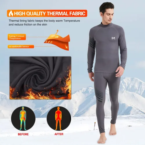 Miniatura 2 de MEETYOO Camisa térmica de manga larga con cuello alto para hombre, ropa interior de compresión ligera, transpirable, capa base