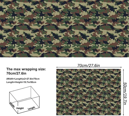 Miniatura 4 de Dtiafu Papel de regalo de camuflaje para hombres, niños y niños, papel de regalo del ejército para cumpleaños, día de los veteranos, papel de regalo