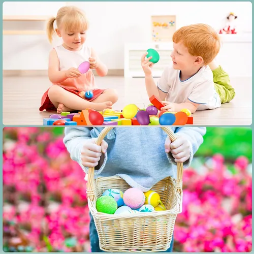 Miniatura 6 de Augshy Huevos de percusión musical, maracas, huevos de Pascua, juguetes para niños, 14 unidades (plástico)