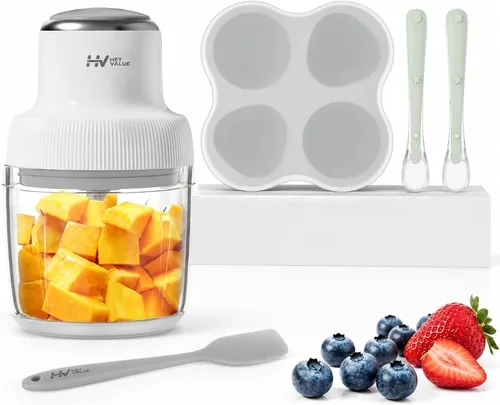 HEYVALUE - Fabricante de alimentos para bebés, juego de procesador de alimentos para bebés más grande para frutas, verduras y carne, licuadora de