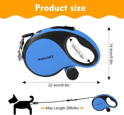 Miniatura 5 de Correa retráctil para perro con cable a prueba de mordidas, correa resistente de 26 pies para perros medianos y grandes de hasta 110 libras, 360°