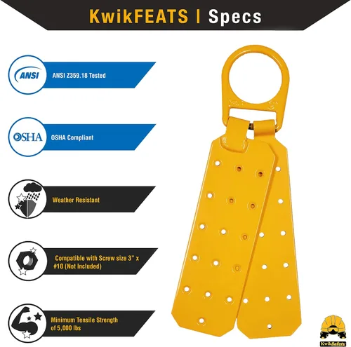 Miniatura 6 de KwikSafety - Charlotte, NC - GATOR [BUNDLE] Anclaje de techo, 50 pies VLA, cordón de seguridad de 6 pies, correa de brazo cruzado, arnés de Ancla