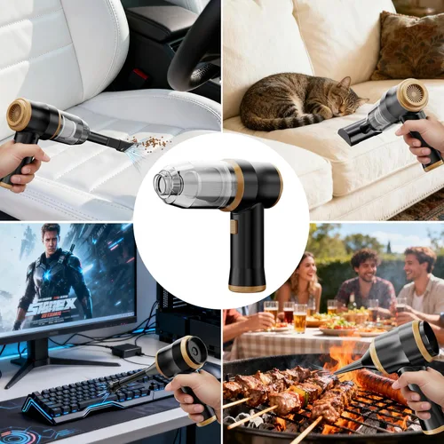 Miniatura 4 de Mini aspiradora de coche de 15000 Pa Aspiradora portátil inalámbrica de mano y plumero de aire con 2 filtros para automóvil, sofá, oficina, mascota