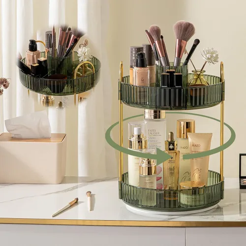 Miniatura 15 de shuang qing Organizador de Maquillaje Giratorio para Tocador, Almacenamiento de Maquillaje Transparente para Cuidado de la Piel de Alta Capacidad