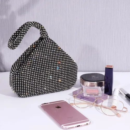 Miniatura 3 de Bolso de noche para mujer - Tamaño más grande mejorado, clutch de muñeca con diamantes de imitación completos brillantes para fiesta, boda, cita
