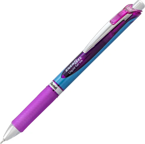 Miniatura 2 de Pentel Pluma de tinta de gel, bolígrafo retráctil EnerGel RTX, 0.5mm, punta fina, punta de aguja, tinta violeta (BLN75BP2V)