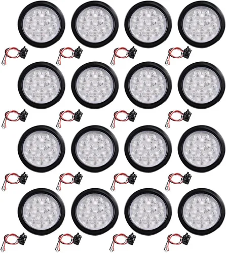 Miniatura 32 de Kit de tapones de cableado con cubierta de hule para luz trasera LED redonda de 4", 12 ledes, para RV, camioneta Luz roja - Lente transparente