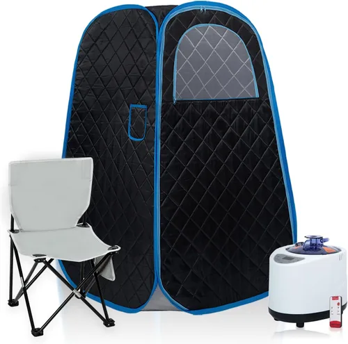 Sauna de vapor plegable y portátil, carpa de sauna personal para el hogar con vaporizador de 1000 W y 2,2 L, silla plegable, control remoto, color