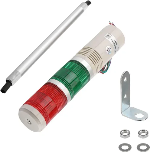 Othmro Columna de luz de señal industrial LED alarma redonda torre indicador luz continua luz de advertencia roja verde DB 90db 24 V 3 W 1 unids