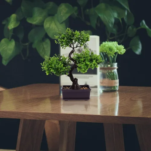 Miniatura 3 de Generic Bonsái artificial en maceta de imitación para interiores, decoración de interior, bonsái para hogar, oficina, jardín, escritorio, ornamento