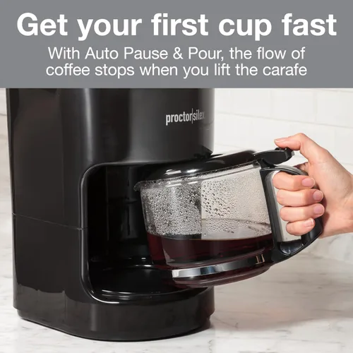 Miniatura 4 de Proctor Silex Cafetera de 10 tazas, funciona con enchufes inteligentes que son compatibles con Alexa, pausa y servicio automático, color negro