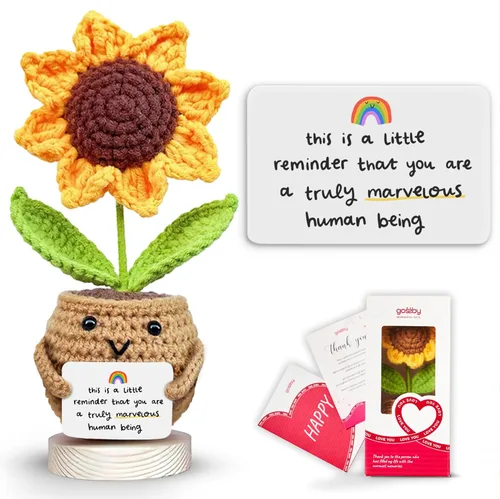 Miniatura 11 de Gossby - Regalo Inspirador para Mujeres - Girasol Positivo Tejido a Mano - A veces Olvidas Que Eres Increíble - Regalo de Navidad, Cumpleaños, A