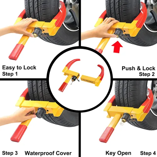 Miniatura 6 de KAYCENTOP Bloqueo Universal de Rueda, Bloqueo de Rueda de Seguridad para Remolque, Bloqueo de Neumático Antirrobo para Remolques, Carrito de Golf