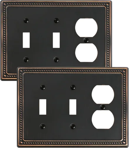 Miniatura 123 de Paquete de 4 placas de cubierta para interruptor de luz de palanca individual, cubiertas decorativas de perlas, placa de pared de metal almendra