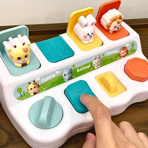 Miniatura 2 de Juguete de causa y efecto para niños pequeños de 2 a 3 años – Juguete de desarrollo con botones y colores – Juguetes de clasificación