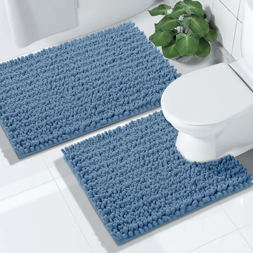 Miniatura 31 de Yimobra - Juego de alfombras de baño de 2 piezas - Alfombra de baño de felpa de lujo extra gruesa de secado rápido, antideslizante súper absorbente
