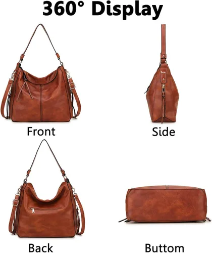 Miniatura 7 de VONXURY - Bolso de mano de piel sintética para mujer bolso de hombro grande con bolsillos laterales para trabajo y viajes
