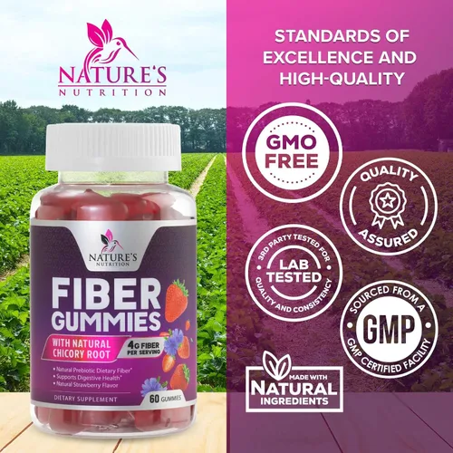 Miniatura 4 de Gomitas de fibra para adultos – Fibra soluble 0.14 oz por porción – Suplemento de fibra prebiótica a base de plantas para salud digestiva, salud