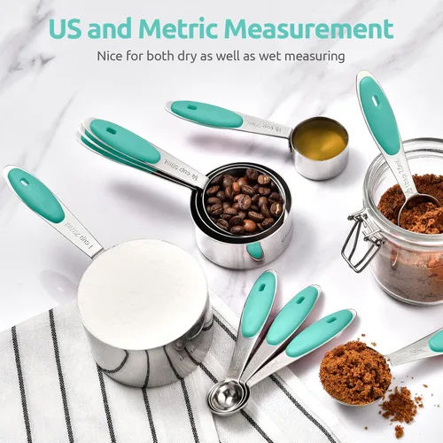 Miniatura 9 de U-Taste - Juego de tazas y cucharas medidoras: U-Taste 18/8 de acero inoxidable, 12 piezas, apilamiento de metal, juego de medidas para cocina