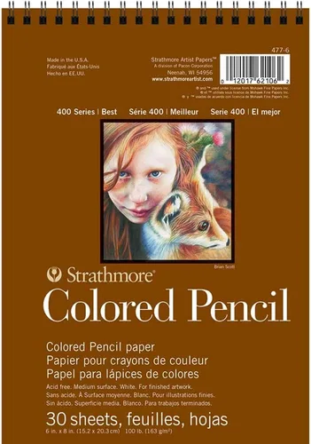 Miniatura 3 de Strathmore Bloc de papel en espiral de lápiz de colores de 11 x 14 pulgadas, 30 hojas, 62477110, blanco