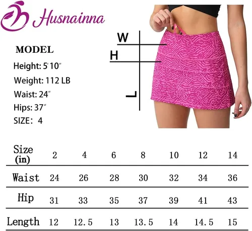 Miniatura 5 de Husnainna Falda pantalón plisada de cintura alta con bolsillos para tenis y golf para mujer, pantalones cortos incorporados para el entrenamiento