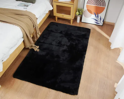 Miniatura 67 de Ghouse Alfombra ultrasuave de pelo sintético de conejo, alfombras lavables a máquina para dormitorio, alfombras esponjosas para sala de estar, Blanco
