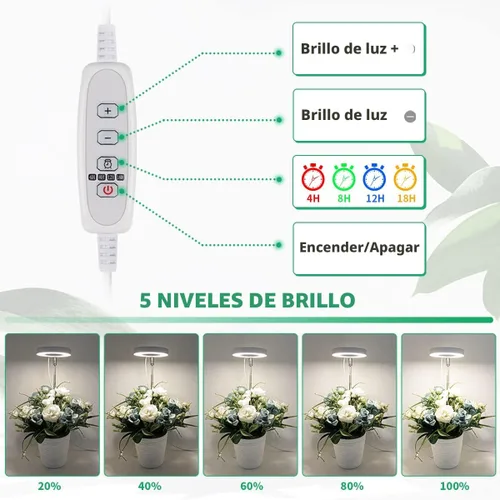 Miniatura 5 de GYTF Luz de cultivo de plantas Halo, lámpara LED blanca de 6000 K de espectro completo para plantas de interior, suculentas, mini bonsái, plantas