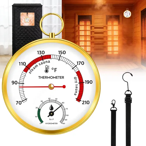 Miniatura 8 de Termómetro de sauna Fahrenheit e higrómetro 2 en 1, cordón mejorado montado para caja de sauna de vapor portátil para sauna de vapor, sauna