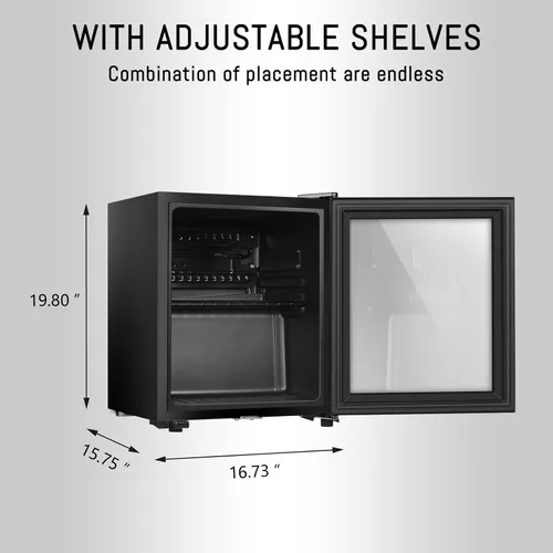 Miniatura 3 de HAILANG - Refrigerador de bebidas, 1.3 pies cúbicos, mini refrigerador con puerta de vidrio para refrescos y cerveza, refrigerador de bebidas