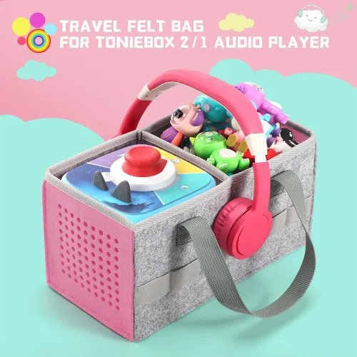 Miniatura 2 de Estuche de transporte Seracle Bolso de fieltro de viaje compatible con Toniebox 1/2 Juego de iniciación del reproductor de audio y estatuilla Tonies