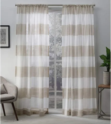 Miniatura 8 de EXCLUSIVE HOME Darma - Par de paneles de cortinas de lino transparente con bolsillo para barra, 50 x 84 pulgadas, color negro perla