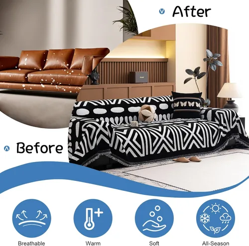 Miniatura 40 de VClife Fundas de sofá bohemio de felpilla para sofá seccional, fundas de sofá suaves y antideslizantes para sofá de 2 cojines, protector de muebles