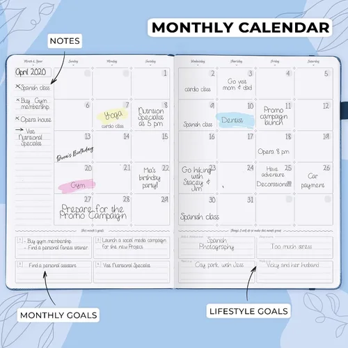 Miniatura 4 de GoGirl Planner PRO Schedule - Agenda sin fecha con ranuras horarias, organizador mensual, semanal y diario, libro de citas para gestión del tiempo