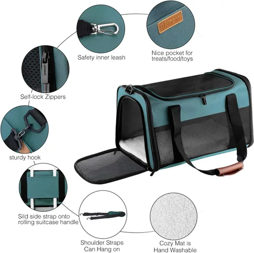 Miniatura 4 de Transportín para Gatos - Transportín Portátil Plegable para Perros y Mascotas, Bolsa para Mascotas de Lados Suaves hasta 15 Libras, Transportín