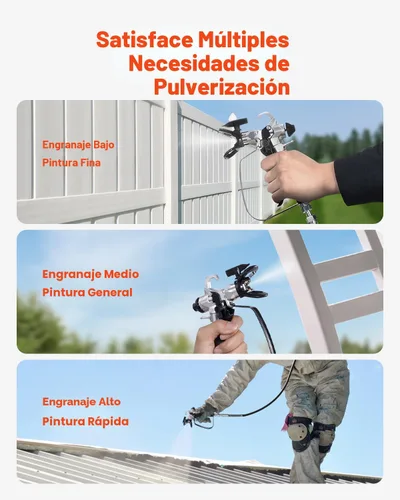 Miniatura 4 de VEVOR - Pulverizador de pintura sin aire de pie de 750 W, pulverizador sin aire eléctrico de alta eficiencia de 3000 PSI, efecto de pintura fino