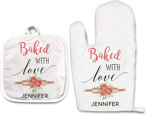Miniatura 14 de Lemon - Juego de manoplas de horno personalizadas y soporte para ollas Mitón de horno Soporte para ollas Regalos de cocina Inauguración