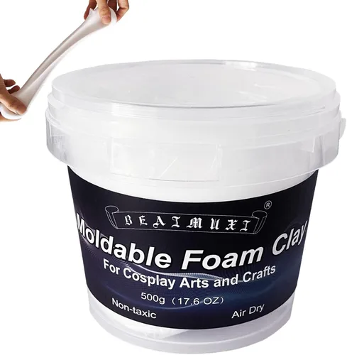 Arcilla de espuma moldeable para cosplay, arcilla de espuma seca al aire moldeable, 17.64 oz, color blanco, espuma para esculpir para disfraces,