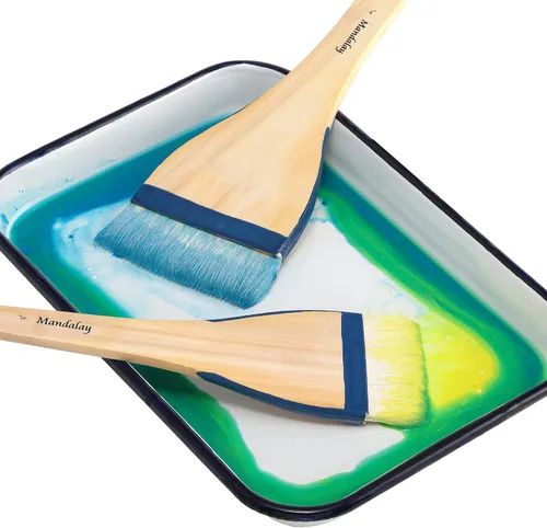 Miniatura 6 de Creative Mark Mandalay - Cepillo profesional de merluza para cabello de cabra – Brocha de pintura de 1-1/2 pulgadas de ancho con mango de paleta