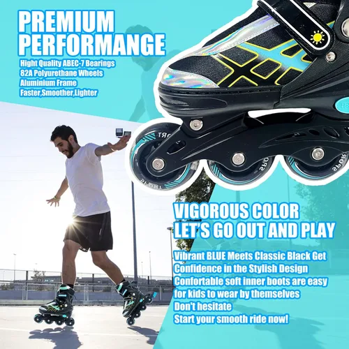 Miniatura 2 de Patines en línea ajustables para niños y niñas de 4 a 16 años, todas las 8 ruedas de los patines en línea se iluminan, patines en línea para niños