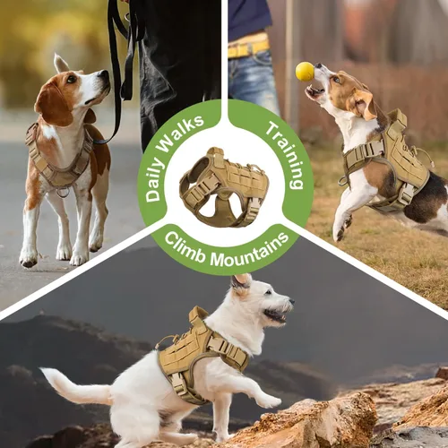 Miniatura 6 de WINGOIN Arnés táctico para perros pequeños, arnés resistente sin tirones con asa, ajustable, reflectante, militar, K9, chaleco para mascotas