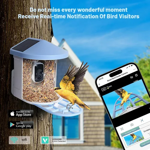 Miniatura 3 de Alimentador de ardillas con cámara alimentado por energía solar, cámara alimentadora de pájaros con IA para identificar especies de aves, casa