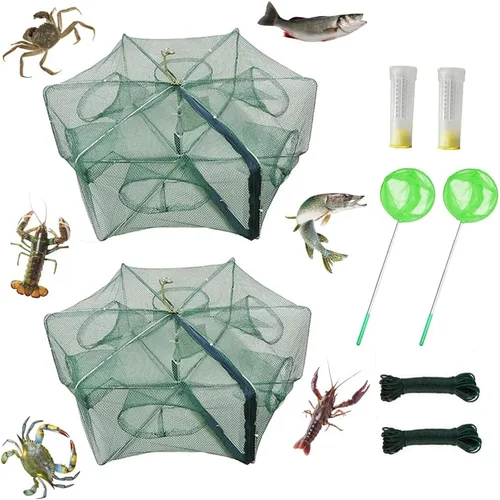 Miniatura 8 de 1/2 piezas de trampa de cebo de pesca plegable cangrejo pez pececillo minnow cangrejo cangrejo cangre