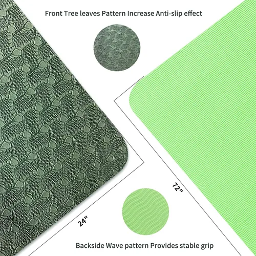 Miniatura 2 de Yoga Mat 1/3" (8mm) Thick Non-Slip, Women Men Fitness & Exercise Mat, 72"Lx24"W Eco-Friendly TPE Workout Mat with Carrying Strap for Yoga, Pilates